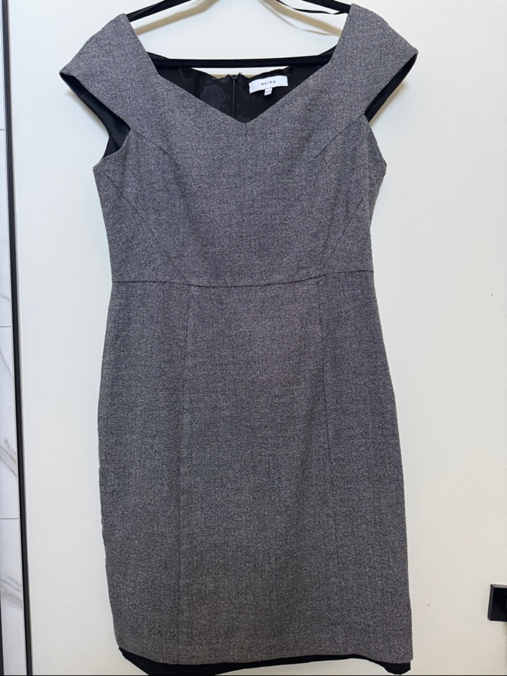 Reiss Charcoal wool mix Midi Sheath Dress